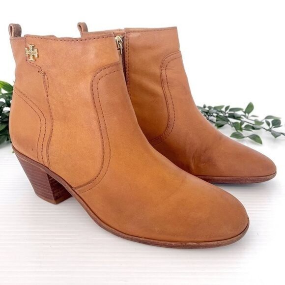 Tory Burch Leena Ankle Boots Tan 7 - Picture 1 of 13